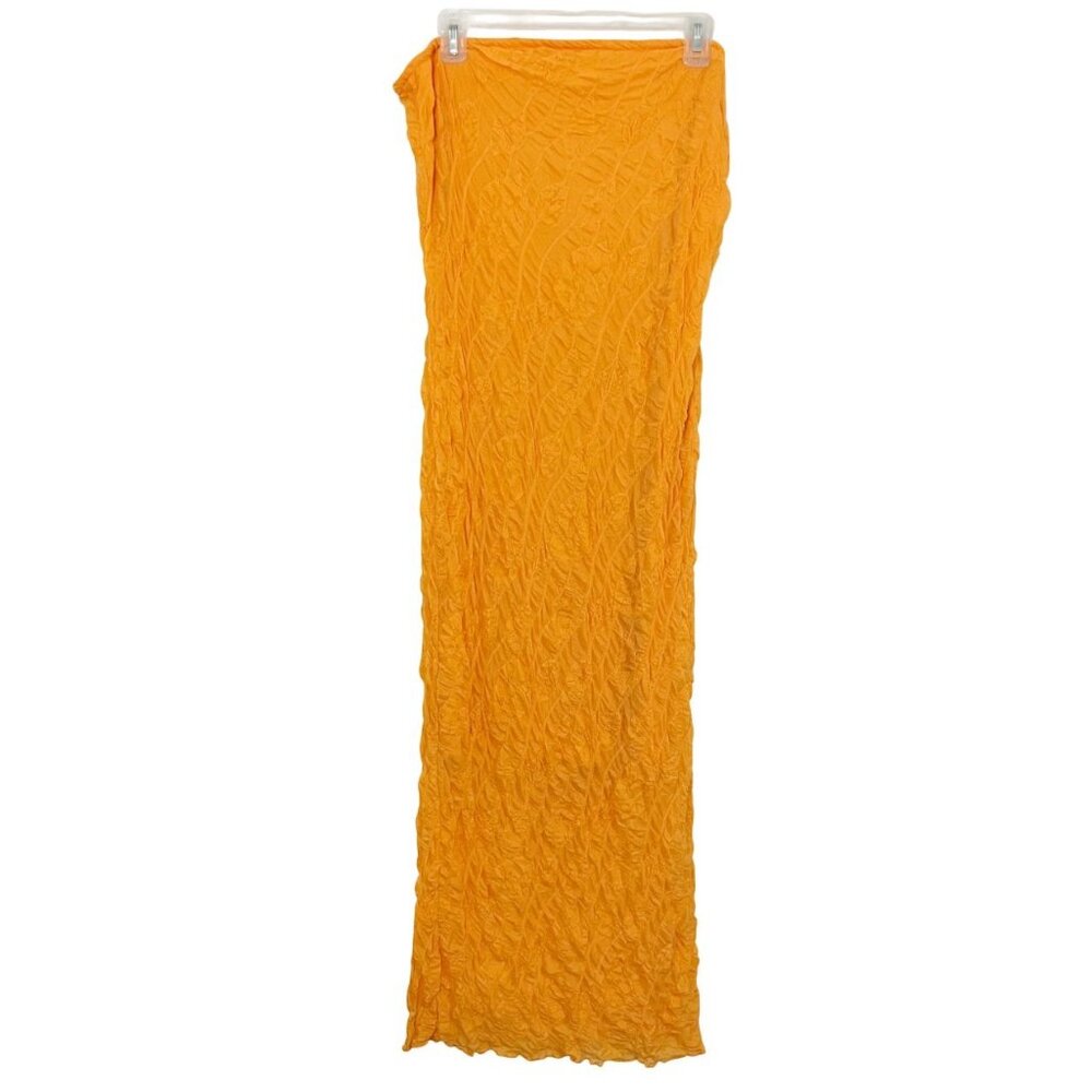 by‎ Anthropologie Strapless Textured Knit Slip Midi Dress Orange - Size XL